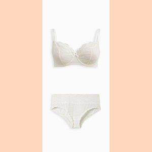 Torrid bra demi unlined ivory lace 48C 46D panty 4X plus size bridal lingerie
